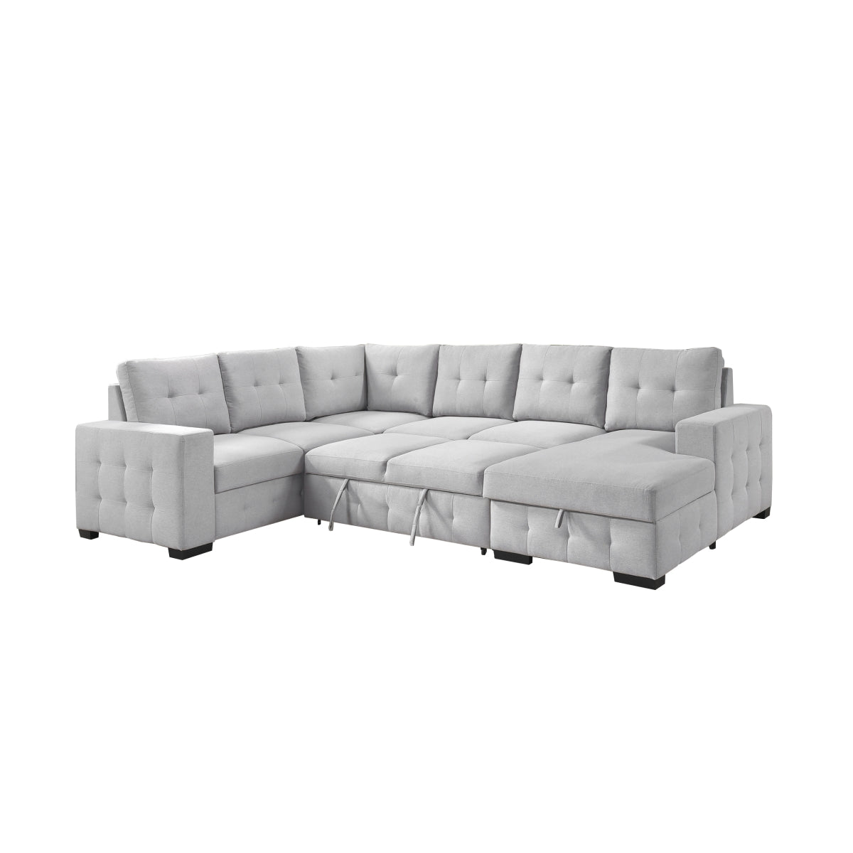 Sofa Sectionnel 4-Pièces avec Lit Escamotable et Chaise de Rangement à Droite | Gris Clair | R4SSYGL32099