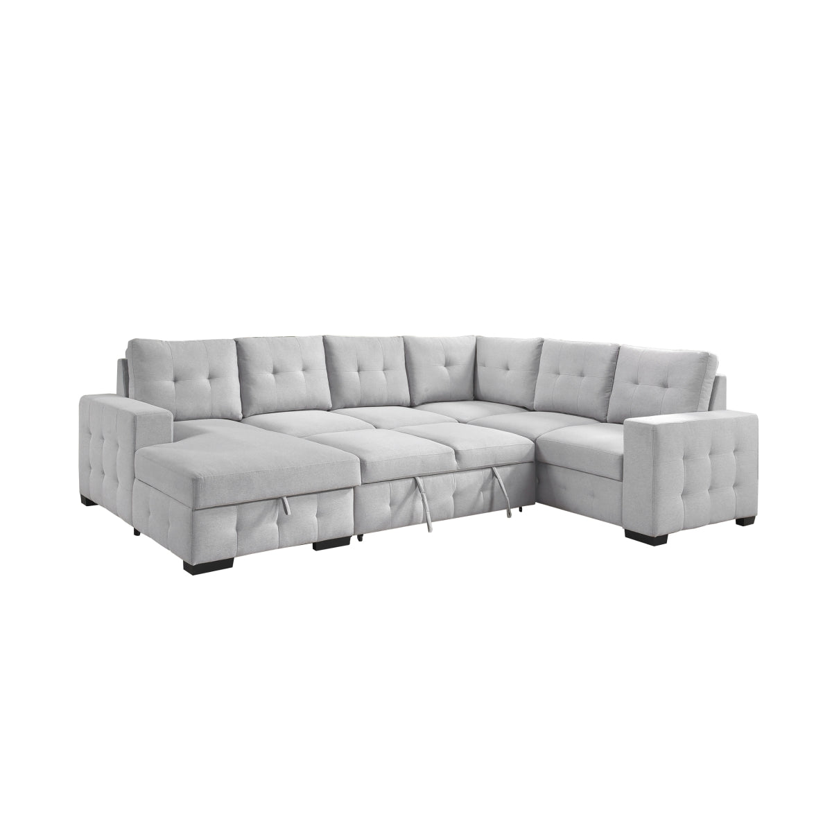 Sofa Sectionnel 4-Pièces avec Lit Escamotable et Chaise de Rangement à Gauche | Gris Clair | L4SSYGL32099