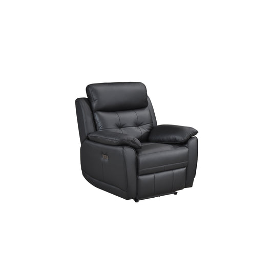 Chaise Inclinable Électrique Olivier en Cuire Véritable et PVC Match | Noir | 1-YG13099