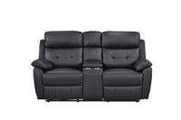 Causeuse Inclinable Électrique Olivier en Cuire Véritable et PVC Match | Noir | 2-YG13099