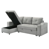 Hadin | Sofa Sectionnel 2-Pièces avec Lit Escamotable | Chaise Réversible de Rangement | Gris | Gris foncé | Beige | SSYG43099
