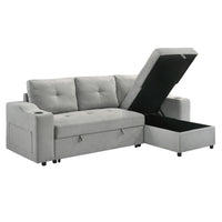 Hadin | Sofa Sectionnel 2-Pièces avec Lit Escamotable | Chaise Réversible de Rangement | Gris | Gris foncé | Beige | SSYG43099