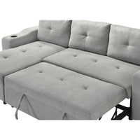 Hadin | Sofa Sectionnel 2-Pièces avec Lit Escamotable | Chaise Réversible de Rangement | Gris | Gris foncé | Beige | SSYG43099