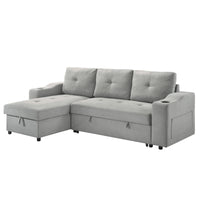 Hadin | Sofa Sectionnel 2-Pièces avec Lit Escamotable | Chaise Réversible de Rangement | Gris | Gris foncé | Beige | SSYG43099