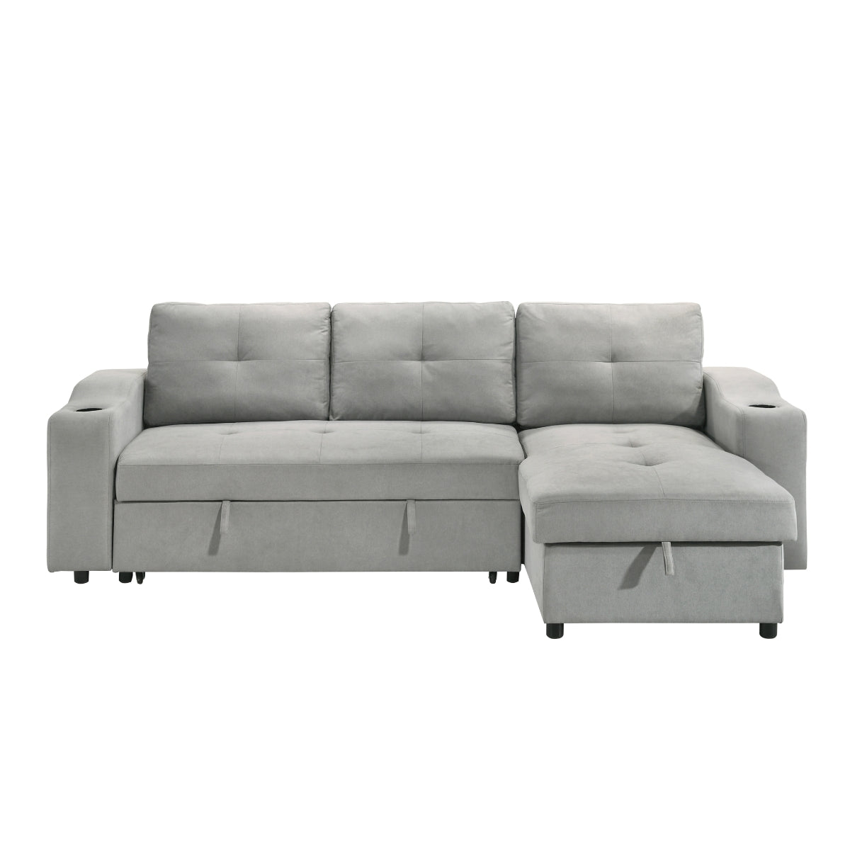 Sofa Sectionnel 2-Pièces avec Lit Escamotable et Chaise Réversible de Rangement | Gris | SSYG43099