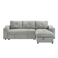 Hadin | Sofa Sectionnel 2-Pièces avec Lit Escamotable | Chaise Réversible de Rangement | Gris | Gris foncé | Beige | SSYG43099