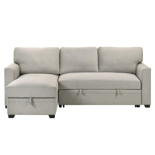 Sofa Sectionnel 2-Pièces avec Lit Escamotable et Chaise Réversible de Rangement | Beige | SSEB37099