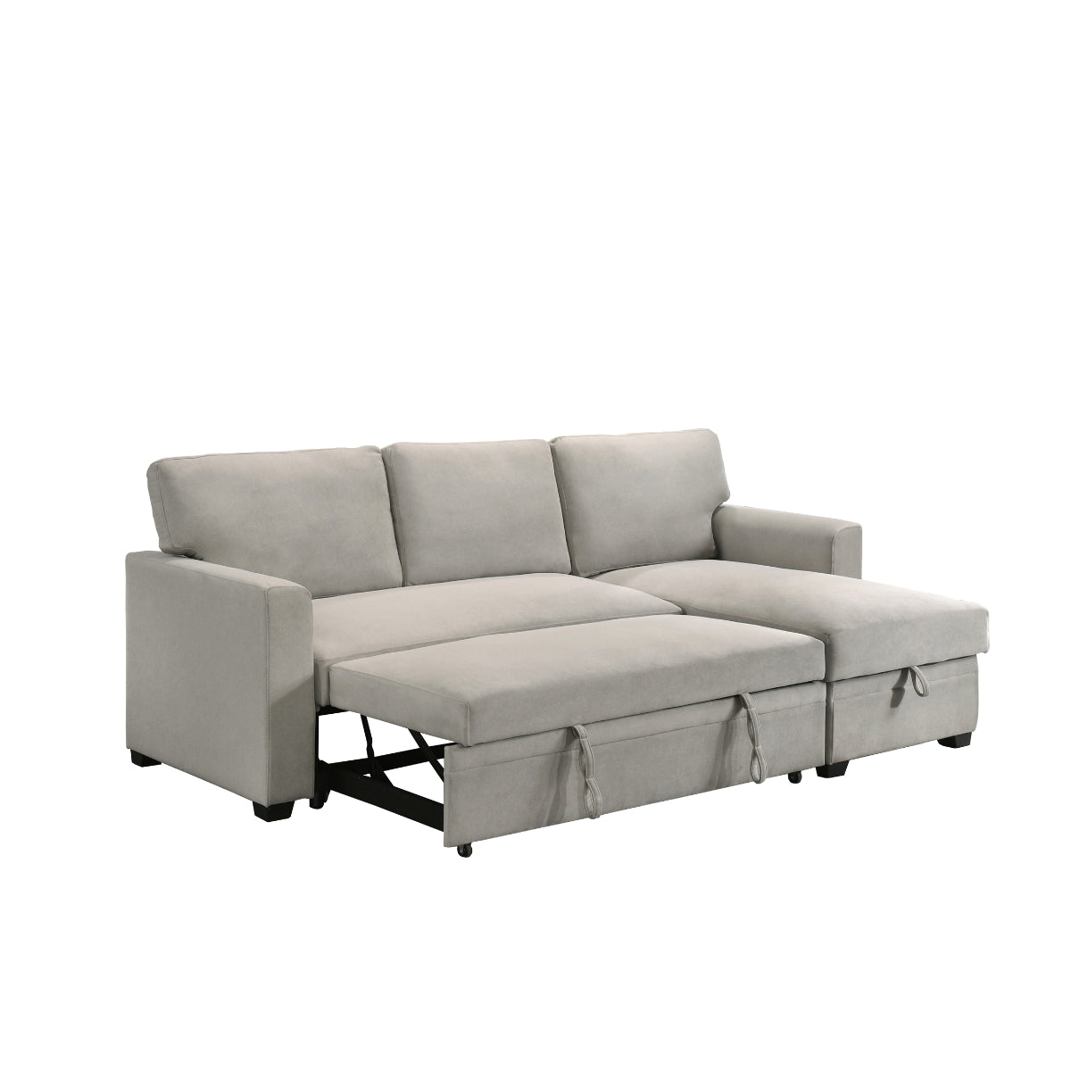 Sofa Sectionnel 2-Pièces avec Lit Escamotable et Chaise Réversible de Rangement | Beige | SSEB37099