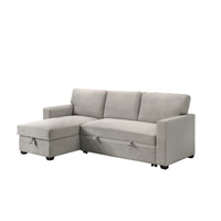 Hadin | Sofa Sectionnel 2-Pièces avec Lit Escamotable | Chaise Réversible de Rangement | Gris | Gris foncé | Beige | SSYG43099