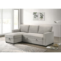 Hadin | Sofa Sectionnel 2-Pièces avec Lit Escamotable | Chaise Réversible de Rangement | Gris | Gris foncé | Beige | SSYG43099