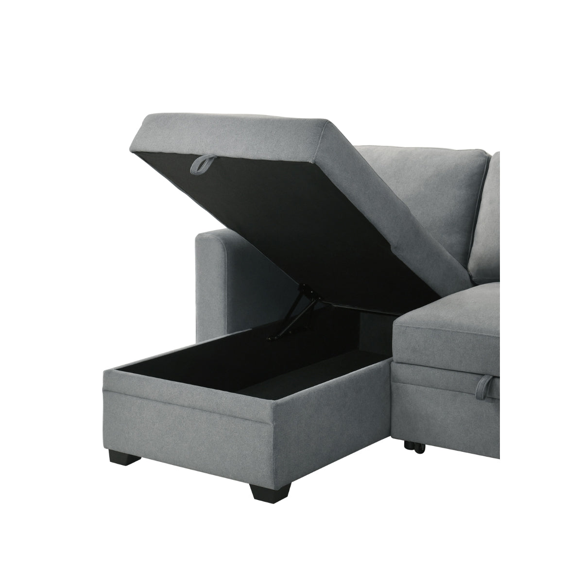 Sofa Sectionnel 2-Pièces avec Lit Escamotable et Chaise Réversible de Rangement | Gris | SSYG37099