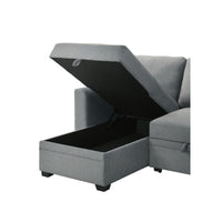 Hadin | Sofa Sectionnel 2-Pièces avec Lit Escamotable | Chaise Réversible de Rangement | Gris | Gris foncé | Beige | SSYG43099