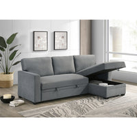 Hadin | Sofa Sectionnel 2-Pièces avec Lit Escamotable | Chaise Réversible de Rangement | Gris | Gris foncé | Beige | SSYG43099