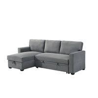 Hadin | Sofa Sectionnel 2-Pièces avec Lit Escamotable | Chaise Réversible de Rangement | Gris | Gris foncé | Beige | SSYG43099