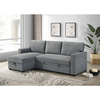 Hadin | Sofa Sectionnel 2-Pièces avec Lit Escamotable | Chaise Réversible de Rangement | Gris | Gris foncé | Beige | SSYG43099