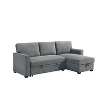 Hadin | Sofa Sectionnel 2-Pièces avec Lit Escamotable | Chaise Réversible de Rangement | Gris | Gris foncé | Beige | SSYG43099