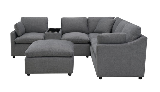 Sectionnel Modulaire / 7 morceaux / Gris Foncé / MA99076