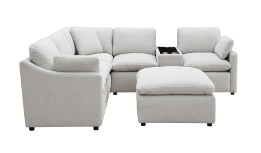 Sectionnel Modulaire / 7 morceaux / Gris Pâle / MA99076