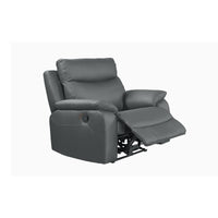 Wembley | Chaise Inclinable Manuelle en Cuir Véritable | Gris Foncé | 10299