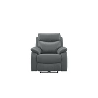 Wembley | Chaise Inclinable Manuelle en Cuir Véritable | Gris Foncé | 10299