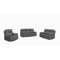 Wembley | Sofa Inclinable Manuel en Cuir Véritable | Gris Foncé | 10299