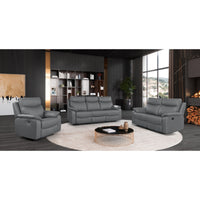 Wembley | Sofa Inclinable Manuel en Cuir Véritable | Gris Foncé | 10299