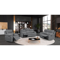 Wembley | Sofa Inclinable Manuel en Cuir Véritable | Gris Foncé | 10299