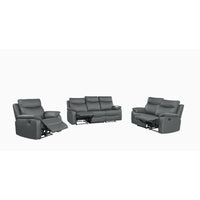 Wembley | Sofa Inclinable Manuel en Cuir Véritable | Gris Foncé | 10299