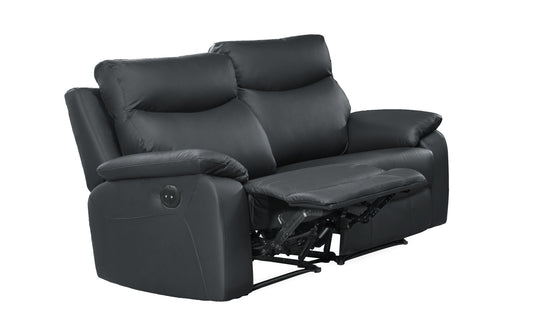 Wembley | Causeuse Inclinable Électrique en Cuir Véritable | Noir | 10299