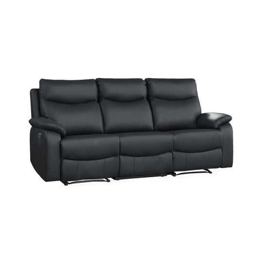 Sofa Inclinable Électrique Wembley en Cuir Véritable | Noir | 10299