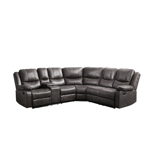 Sofa Sectionnel Inclinable 3-Pièces avec Console Côté Gauche | Gris | SSYRG94899