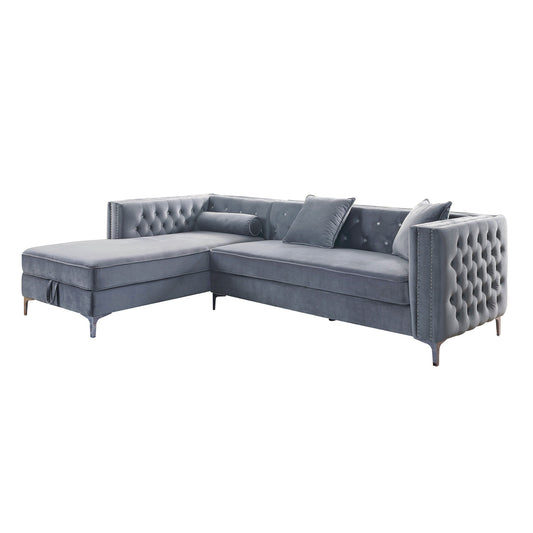 Sofa Sectionnel 2-Pièces avec Chaise de Rangement à Gauche | Gris | LSSYGR17899