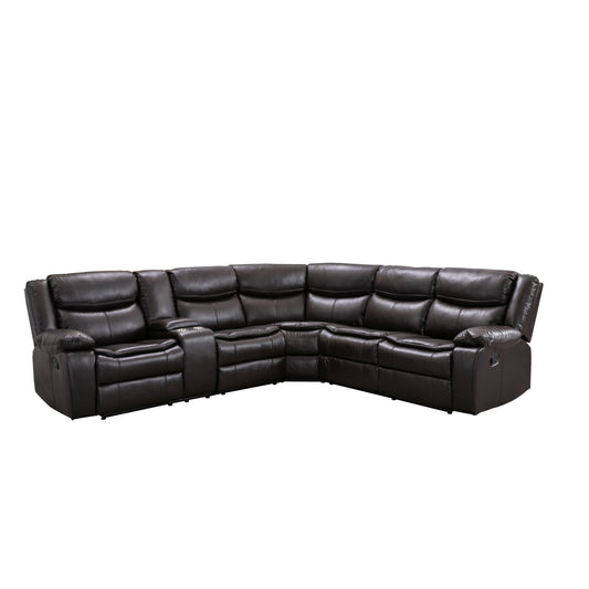 Sofa Sectionnel Modulaire 3-Pièces avec Repose-Pieds et Console Latérale Gauche | Brun Cocoa | LSSWRB81999