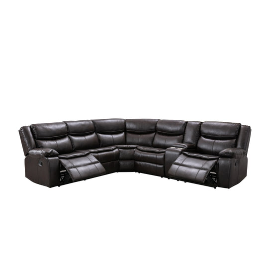 Sofa Sectionnel Modulaire 3-Pièces avec Repose-Pieds et Console Latérale Droite | Brun Cocoa | RSSWRB81999