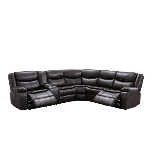 Sofa Sectionnel Modulaire 3-Pièces avec Repose-Pieds et Console Latérale Gauche | Brun Cocoa | LSSWRB81999
