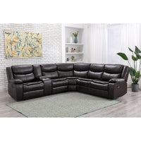 Sofa Sectionnel Modulaire 3-Pièces avec Repose-Pieds et Console Latérale Gauche | Brun Cocoa | LSSWRB81999