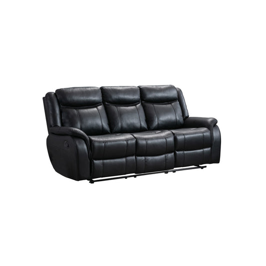 Sofa 3 places Noir Inclinable en Imitation de Cuir #99926BLK-3C