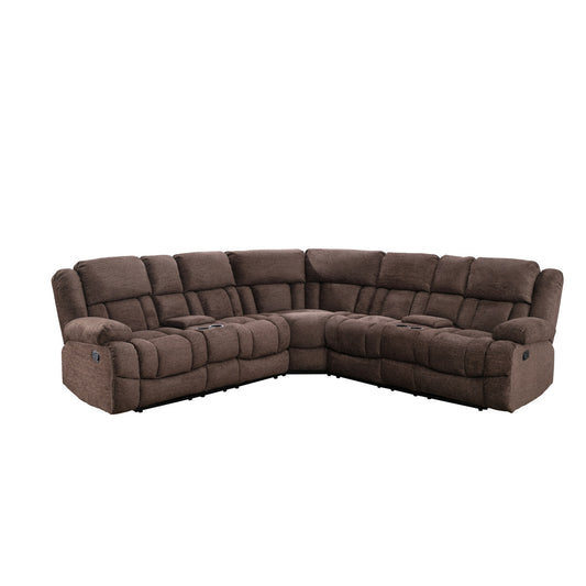 Sofa Sectionnel Inclinable Modulaire 3-Pièces avec Consoles | Brun | SSWRB82999