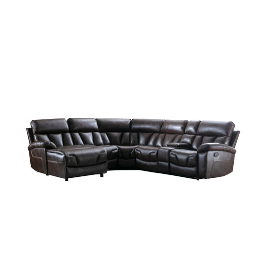 Sofa Sectionnel Modulaire 6-Pièces avec Chaise Côté Gauche Inclinable | Brun | L6SSWRB13999