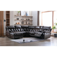 Nordan | Sofa Sectionnel Modulaire | 6-Pièces | Chaise Côté Gauche Inclinable | Brun | L6SSWRB13999