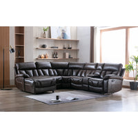 Nordan | Sofa Sectionnel Modulaire | 6-Pièces | Chaise Côté Gauche Inclinable | Brun | L6SSWRB13999