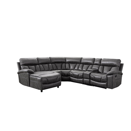 Sofa Sectionnel Modulaire 6-Pièces avec Chaise Côté Gauche Inclinable | Gris | L6SSYRG13999