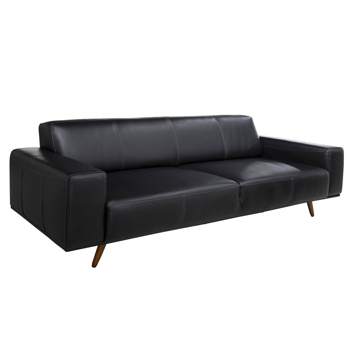 Sofa Contemporain Ipanema en Cuir Brésilien Authentique | Noir | 3-KBL65999