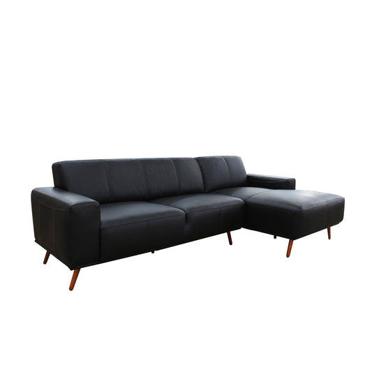 Sofa Sectionnel Ipanema avec Chaise Longue côté Droit en Cuir Brésilien Authentique | Noir | SSKLB65999