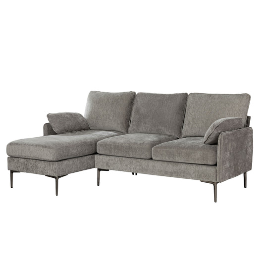 Sectionnel 2-Pièces avec Chaise Réversible et 2 Coussins | Gris | SSYG07999