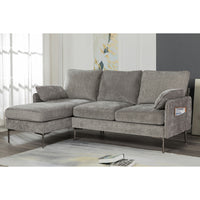 Sectionnel 2-Pièces avec Chaise Réversible et 2 Coussins | Gris | SSYG07999
