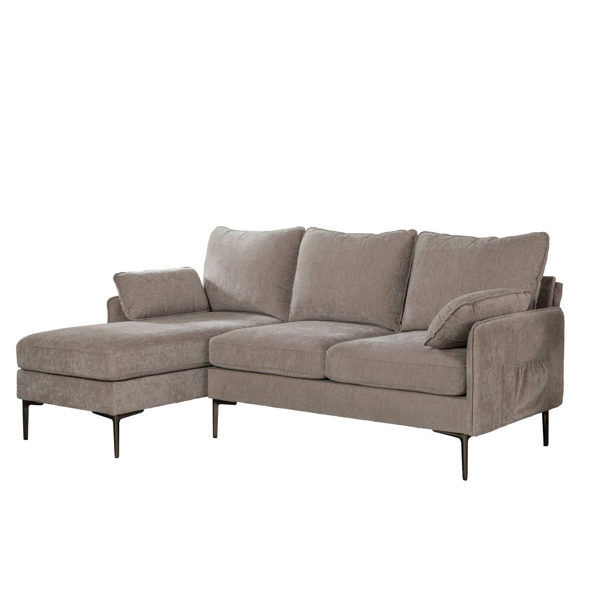 Sectionnel 2-Pièces avec Chaise Réversible et 2 Coussins | Taupe | SSPT07999