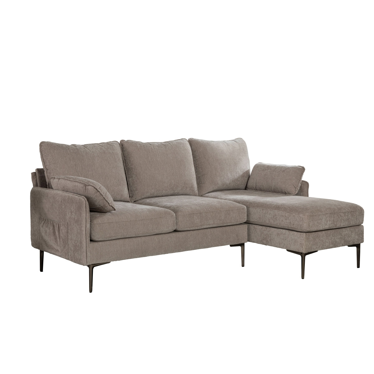 Sectionnel 2-Pièces avec Chaise Réversible et 2 Coussins | Taupe | SSPT07999