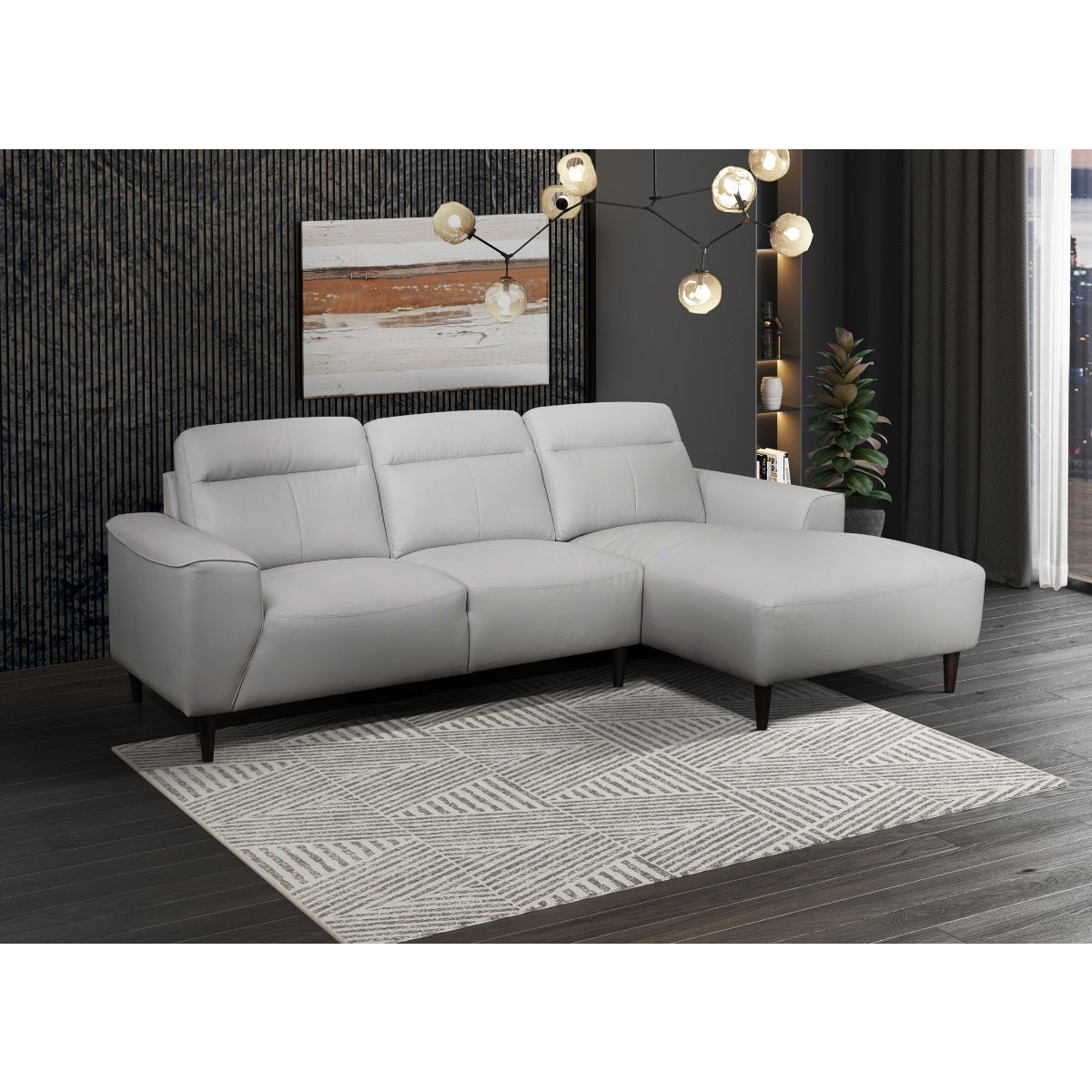 Sofa Sectionnel 2 pièces avec Chaise Longue Droite | Gris Clair | SSLGY59999