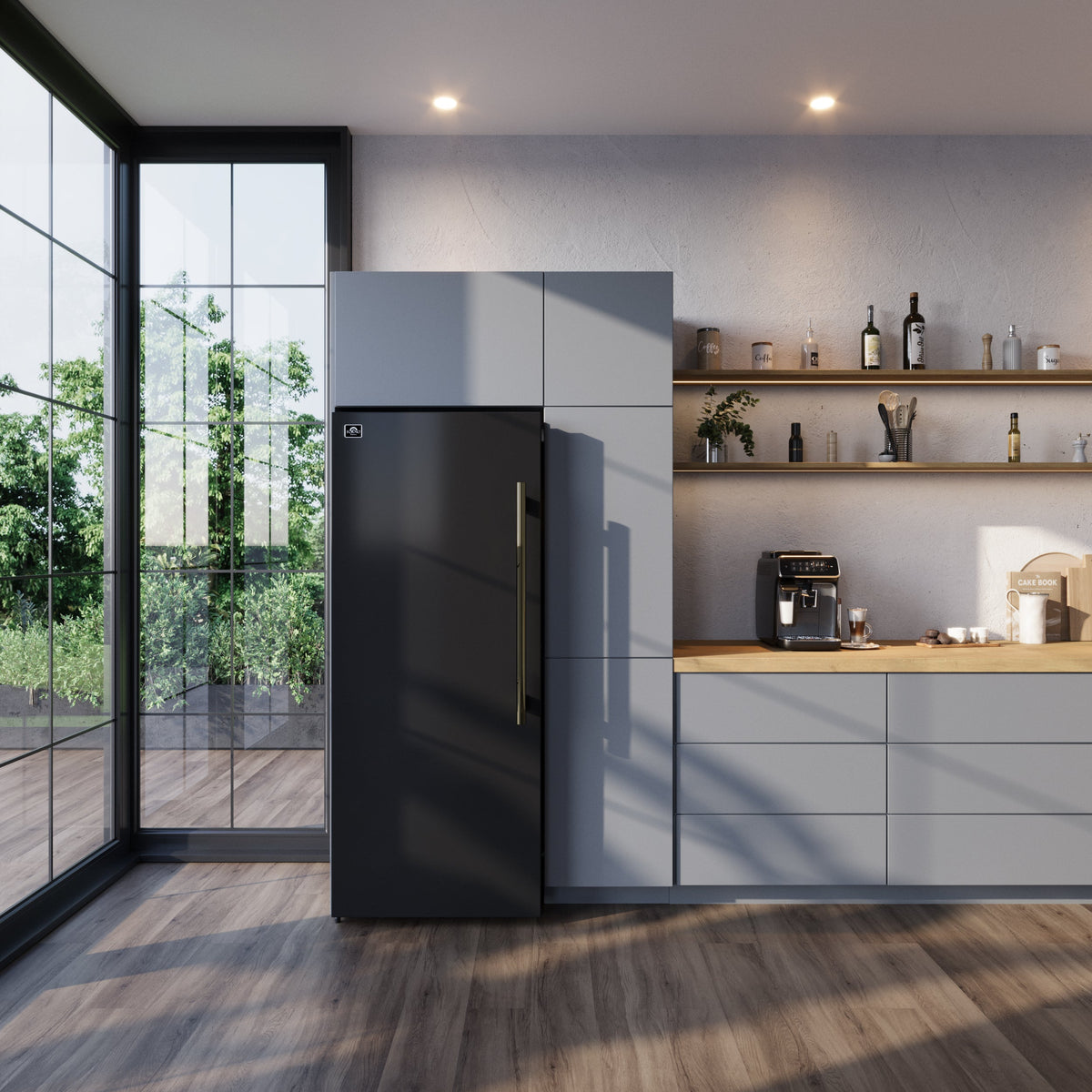 Réfrigérateur-congélateur convertible Forno Maderno noir FFFFD1722-28BLK-LS dans une cuisine – Meubles TOCO